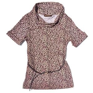 Third Culture leopard print knit tunic top size L
